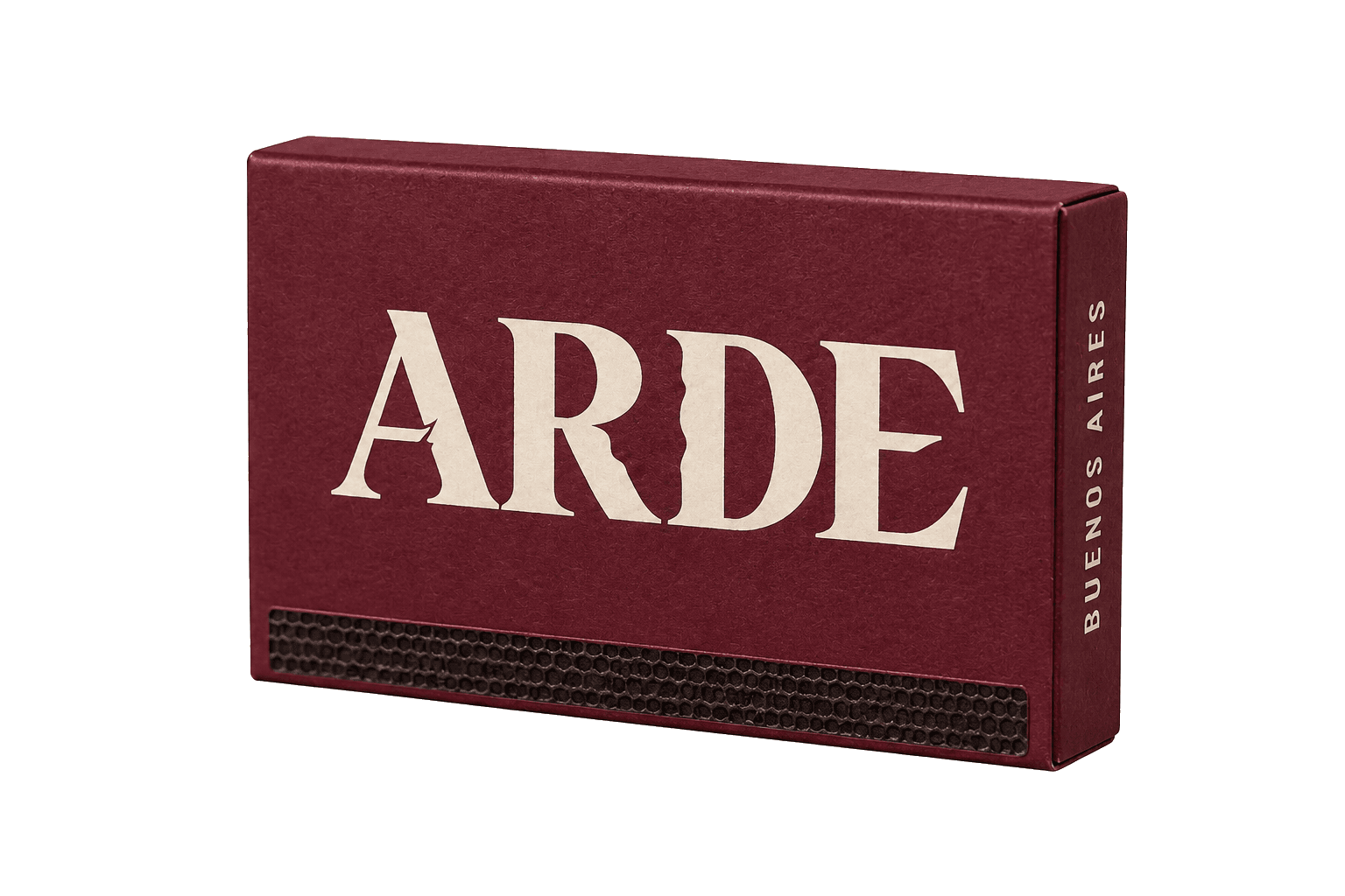 Caja de fósforos ARDE en borgoña